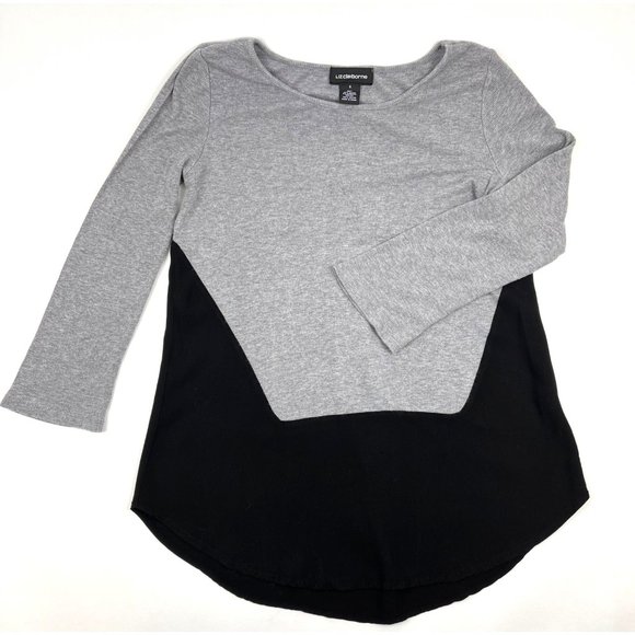 Liz Claiborne Rib-Knit Casual Top Tunic 3/4-Sleeve Scoop-Neck Sz. S - Picture 1 of 3